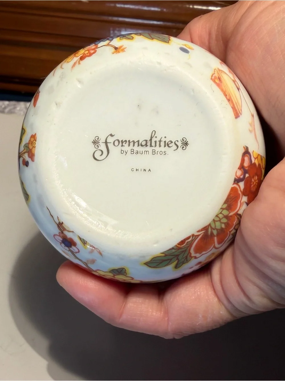 Vintage Formalities Toothbrush Holder Hand-painted Floral with Gold Accents